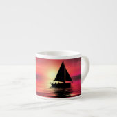 サンセット、海、セーリングボート エスプレッソカップ (正面右)