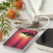 サンセット、海、セーリングボート キーホルダー (正面右)