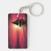サンセット、海、セーリングボート キーホルダー (裏面)