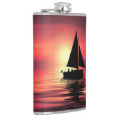 サンセット、海、セーリングボート フラスク (右)