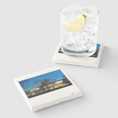 サンセット、秋、モノナ湖 ストーンコースター (横)