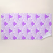 サンセット、紫、コンクリートのテクスチャ ビーチタオル (正面)