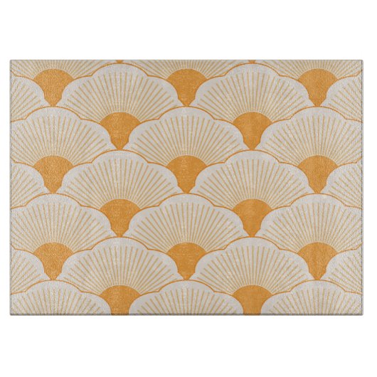 サンセット、色調のオレンジ、コンクリートテクスチャ カッティングボード (正面)