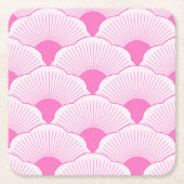 サンセット、色調ピンク、コンクリートテクスチャ スクエアペーパーコースター (正面)