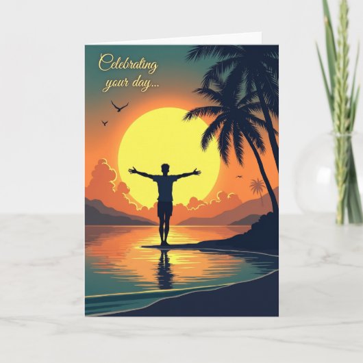サンセット 誕生日カード カード (正面)