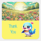 サンセット – 鳥と日没 スクエアシール (正面)