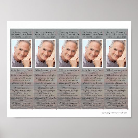 サンセット | 2x7" 自作 追悼 ブックマーク テンプレート ポスター (正面)