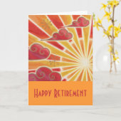 サンセット「Happy Retirement」カードオレンジ カード (黄色い花)