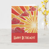 サンセット「Happy Retirement」カード赤 カード (黄色い花)