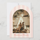 サンセットSpritzストライプ写真の日付の保存 招待状 (裏面)