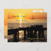 サンセッ結婚ト – seagulls日付を保存 案内ポストカード (正面/裏面)