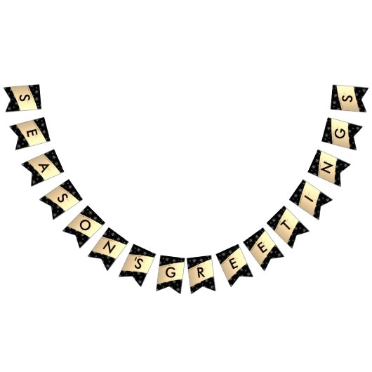 サンセリフエレガントシーズンの挨拶金ゴールドスプラッシュ バンティングフラッグ (全)