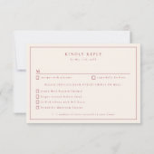 サンセ白熱［赤熱］光を放つット結婚の食事の選択RSVP 出欠カード (裏面)