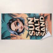 サンソルトサンドサマーヴィベビーチパームツリーズバード ビーチタオル (正面)