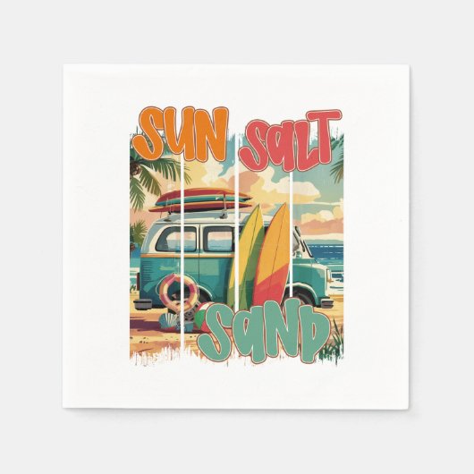 サンソルト – レトロビーチVibes スタンダードカクテルナプキン (正面)