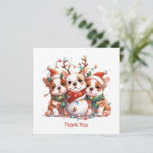 サンタありがとうクリスマスイングリッシュブルドッグトナカイ サンキューカード (スタンド正面)