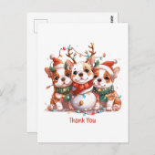 サンタありがとうクリスマスイングリッシュブルドッグトナカイ ポストカード (正面/裏面)