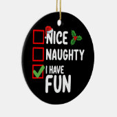 サンタいけなおもしろいのクリスマスリストを持っている セラミックオーナメント (右)