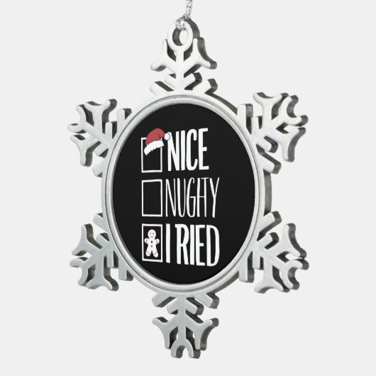 サンタいけなさんのリストクリスマスをいけな試した スノーフレークピューターオーナメント (右)