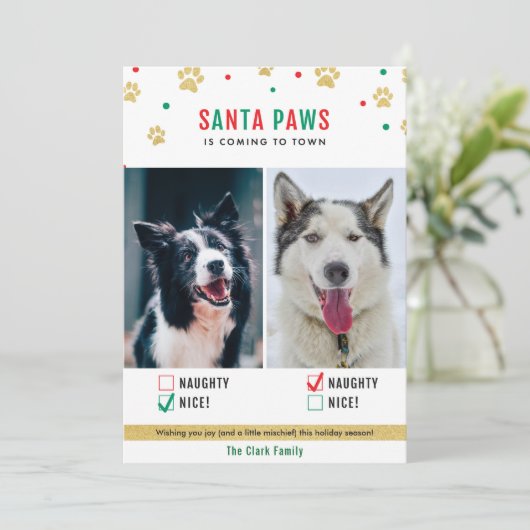 サンタいけなポーズまたはニース2犬写真カード シーズンカード (スタンド正面)