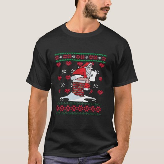 サンタうんち煙突の醜いクリスマスセーターChris Tシャツ (正面)