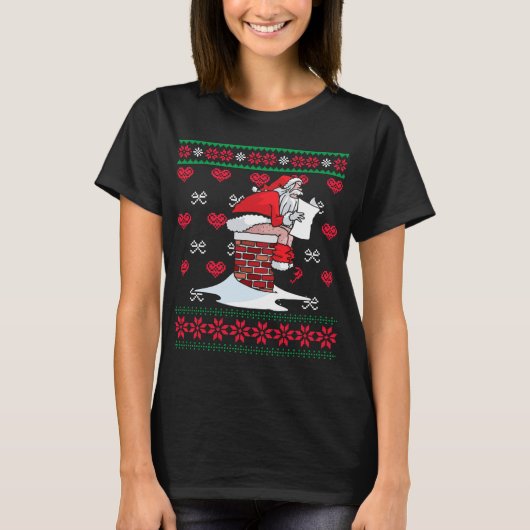 サンタうんち煙突の醜いクリスマスセーターChris Tシャツ (正面)