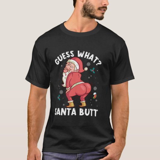 サンタおもしろいお尻のクリスマスファミリーの試合を推測 Tシャツ (正面)