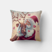 サンタおもしろいお洒落アンドトナカイフェスティバルホリデイ クッション (正面)