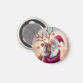 サンタおもしろいお洒落アンドトナカイフェスティバルホリデイ マグネット (正面/裏面)