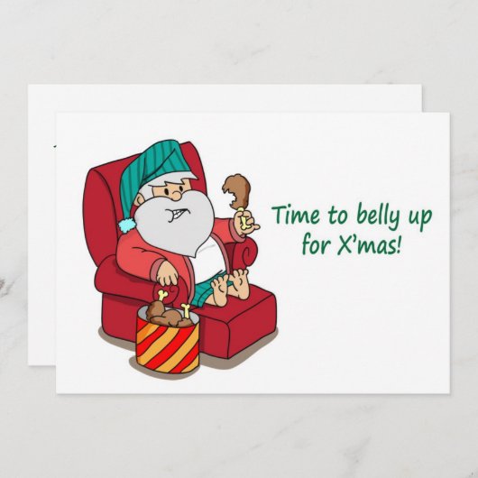 サンタおもしろいがクリスマスパーティーの宴を催す 招待状 (正面/裏面)