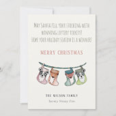 サンタおもしろいがストッキングに宝くじクリスマスをプレゼント シーズンカード (正面)