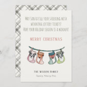 サンタおもしろいがストッキングに宝くじクリスマスをプレゼント シーズンカード (正面/裏面)