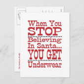 サンタおもしろいで信じの可愛いクリスマス シーズンポストカード (正面/裏面)