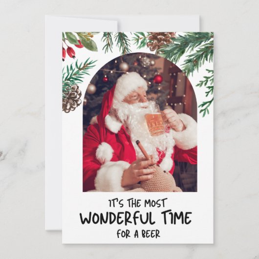 サンタおもしろいで最も素晴らしいタイムビールクリスマス シーズンカード (正面)