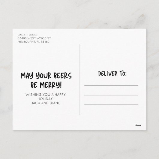 サンタおもしろいで最も素晴らしいタイムビールクリスマス シーズンポストカード (裏面)