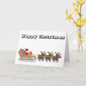 サンタおもしろいとスリーのクリスマス カード (黄色い花)