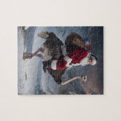 サンタおもしろいとダチョウのクリスマスデリバリー ジグソーパズル (横)