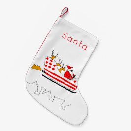 サンタおもしろいとトナカイそりクリスマスストッキング スモールクリスマスストッキング