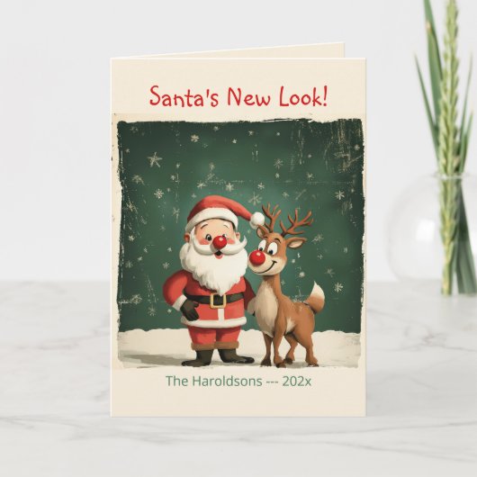 サンタおもしろいとトナカイのクリスマスカード シーズンカード (正面)