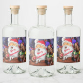 サンタおもしろいとトナカイのクリスマスパーティー応援 リキュールボトルラベル (ボトル)