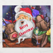 サンタおもしろいとトナカイのクリスマスパーティー応援 リキュールボトルラベル (シングルラベル)