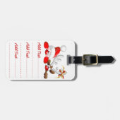サンタおもしろいとトナカイのマンガの荷物タグ ラゲッジタグ (正面横)