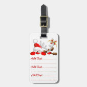 サンタおもしろいとトナカイのマンガの荷物タグ ラゲッジタグ (正面縦)