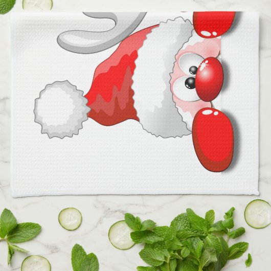 サンタおもしろいとトナカイの漫画のキッチンタオル キッチンタオル (折り畳み)