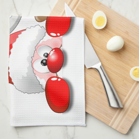 サンタおもしろいとトナカイの漫画のキッチンタオル キッチンタオル (四つ折り)