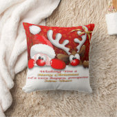 サンタおもしろいとトナカイの漫画の枕 クッション (ブランケット)