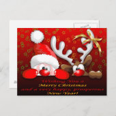 サンタおもしろいとトナカイの漫画クリスマスポストカー シーズンポストカード (正面/裏面)