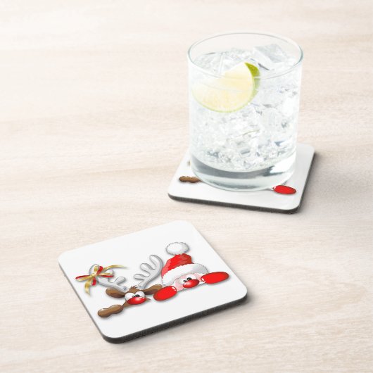 サンタおもしろいとトナカイの漫画コースター コースター (右側)