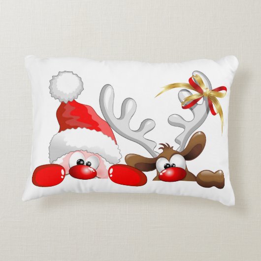 サンタおもしろいとトナカイの漫画 アクセントクッション (裏面)