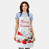 サンタおもしろいとトナカイの漫画 エプロン (着用した状態)